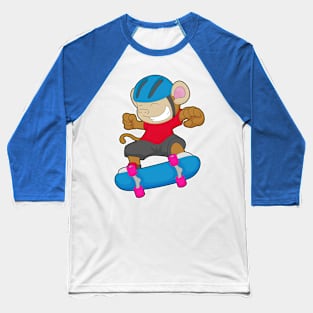 Monkey Skater Skateboard Sports Baseball T-Shirt